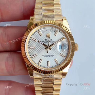 Noob Factory V3 Replica Rolex Presidential 41mm Day Date ii Watch Silver Plaid motif Dial